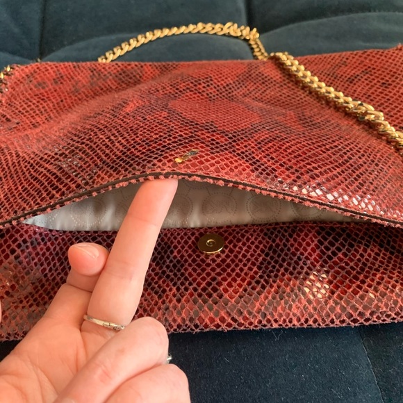 Michael Kors burgundy snakeskin clutch - Picture 6 of 8